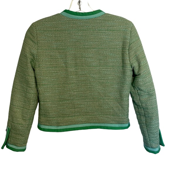 J. Crew Collarless Tweed Blazer Jacket Womens Size 0 Spearmint Green Career - Picture 5 of 11